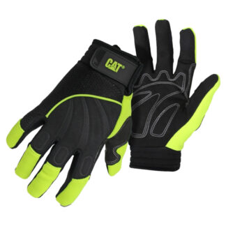 CAT CAT012224-X Men's Adjustable Wrist Cuff Synthetic Leather Mechanic Gloves, XL - Green