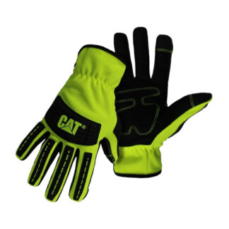CAT CAT012250L Men's Open Cuff Spandex High-Visibility Utility Gloves, Large - Green