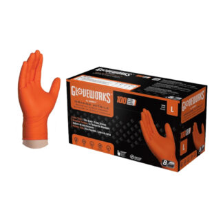 Gloveworks 2645539 Nitrile Gloves, Large 100 Pack - Orange