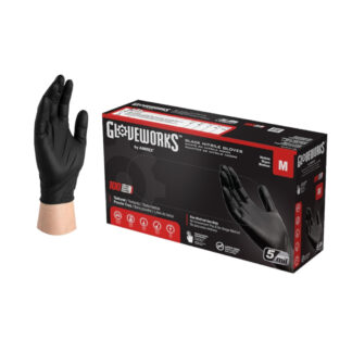 Gloveworks 2645604 Nitrile Gloves, Medium 100 Pack - Black