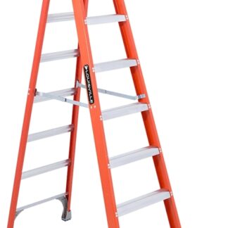 Louisville FS1508 Step Ladder, 147 in Max Reach H, 7-Step, 300 lb, Type IA Duty Rating, 3 in D Step, Fiberglass