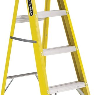 Louisville FS2004 Step Ladder, 102 in Max Reach H, 3-Step, 250 lb, Type I Duty Rating, 3 in D Step, Fiberglass