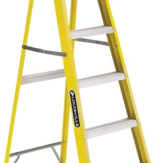 Louisville FS2006 Step Ladder, 124 in Max Reach H, 5-Step, 250 lb, Type I Duty Rating, 3 in D Step, Fiberglass