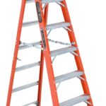 Louisville FXS1508 Cross Step Ladder, 147 in Max Reach H, 8-Step, 300 lb, Type IA Duty Rating, 3 in D Step, Fiberglass