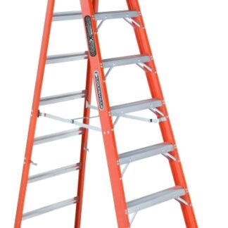 Louisville FXS1510 Cross Step Ladder, 170 in Max Reach H, 10-Step, 300 lb, Type IA Duty Rating, 3 in D Step, Fiberglass