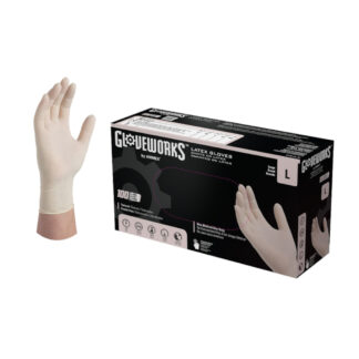 Gloveworks 2645638 Latex Gloves, Large 100 Pack - Ivory