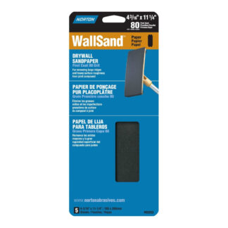 Norton 03253 11-1/4" x 4-3/16" 80 Grit Sandpaper, 5 Pack