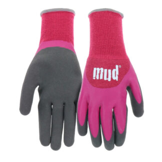 Mud 9214453 Dipped Latex Gloves, S/M - Magenta & Grey