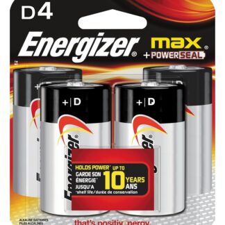 Energizer E95BP-4 Battery, 1.5 V Battery, 18 Ah, D Battery, Alkaline, Manganese Dioxide, Zinc
