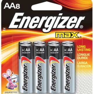 Energizer E91 E91MP-8 Battery, 1.5 V Battery, 2850 mAh, AA Battery, Alkaline, Manganese Dioxide, Zinc, Red