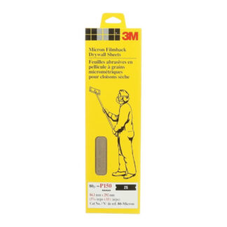 3M 80-MICRON 11-1/2" x 3-5/16" 150 Grit Fine Drywall Sheet, 25 Pack