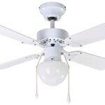 Canarm Galaxy Series CF15636411S Ceiling Fan, 5-Blade, White Housing, Bleached Oak/White Blade, 36 in Sweep, 3-Speed