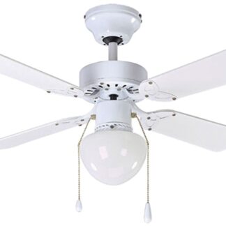 Canarm Galaxy Series CF15636411S Ceiling Fan, 5-Blade, White Housing, Bleached Oak/White Blade, 36 in Sweep, 3-Speed