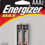 Energizer E92BP-2 Battery, 1.5 V Battery, 1250 mAh, AAA Battery, Alkaline, Manganese Dioxide, Zinc