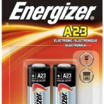 Energizer A23 A23BPZ-2 Battery, 12 V Battery, 55 mAh, Alkaline, Manganese Dioxide