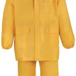 Diamondback 8127LG Rain Suit, L, 29-1/2 in Inseam, PVC, Yellow, Drawstring Collar, Zipper with Storm Flap Closure