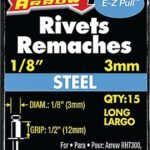 Arrow RLS1/8 Pop Rivet, Long, 1/2 in L, Steel