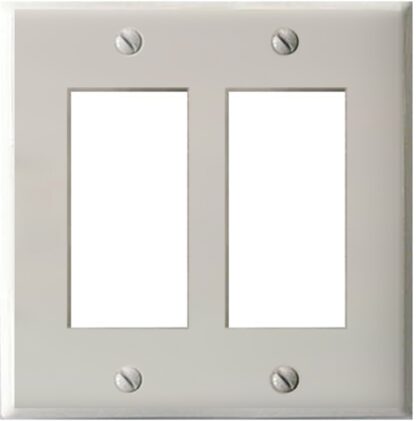 Atron 2-164 Series 2-164RR Switch Wallplate, 2-Gang, Metal, White