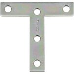 National Hardware V116 Series N113-704 T-Plate, 3 in L, 0.07 in Thick, Steel, Zinc