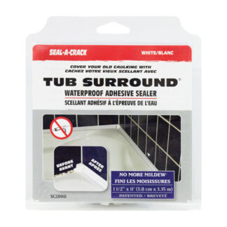 Seal-A-Crack SC20011 1-1/2" x 11ft Tub Surround Waterproof Adhesive Sealer - White
