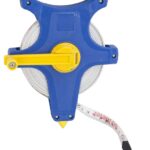 Vulcan JL-TAPEOF100 Tape Measure, 100 ft L Blade, Fiberglass Blade, ABS Plastic Case, Blue Case