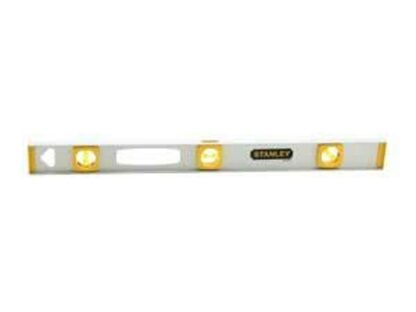 STANLEY 42-074 I-Beam Level, 24 in L, 3-Vial, 1-Hang Hole, Non-Magnetic, Aluminum, Silver