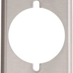 Eaton 93221-BOX Power Outlet Wallplate, 5-1/4 in L, 3-3/4 in W, 1-Gang, Stainless Steel, Brushed Satin, Screw