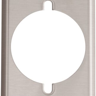 Eaton 93221-BOX Power Outlet Wallplate, 5-1/4 in L, 3-3/4 in W, 1-Gang, Stainless Steel, Brushed Satin, Screw