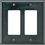 Cooper Industries PJ262BK Mid-Size Decorator/GFCI Wall Plate, 2 Gang, 4.87 in L x 4.94 in W x 0.08 in Thick, Black