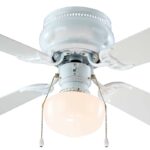 Boston Harbor 42-742T-SH-EN-WH Ceiling Fan, 4-Blade, Bleached Oak/White Blade, 42 in Sweep, 3-Speed, With Lights: Yes