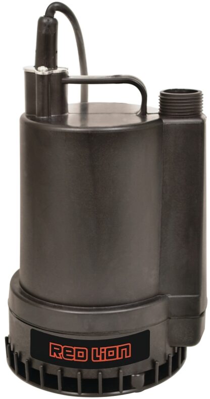 Red Lion RL-MP16 Submersible Utility Pump, 1-Phase, 2 A, 115 V, 0.166 hp, 1 in Outlet, 26 ft Max Head, 1300 gph