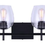 Canarm CAIN IVL1019A02BK Vanity Light, 120 V, 200 W, 2-Lamp, Type A Lamp, Metal Fixture, Black Fixture