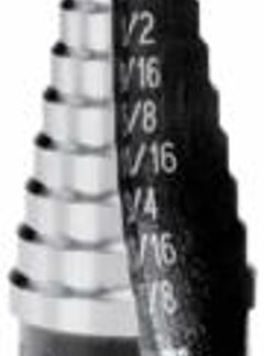 Irwin Unibit 10234CB Step Drill Bit, #4 Dia, 12-Hole Fractional, Radial Concave Flute, 1-Flute, 3/8 in Dia Shank