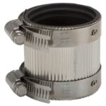 ProSource NHC-150 Coupling, 1-1/2 in, Cast Iron, Plastic and Steel Drain Pipes, Rubber/Stainless Steel