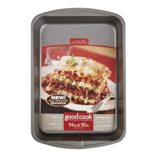 Goodcook® 4011 14" x 10" Steel Lasagna & Roast Baking Pan - Grey