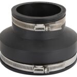 ProSource KJ-008 Coupling, 4 x 3 in, Clay to cast iron or plastic pipes, PVC, Black