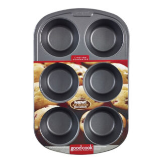 Goodcook® 04033 16-1/2" x 10" Steel 6-Cup Muffin Pan