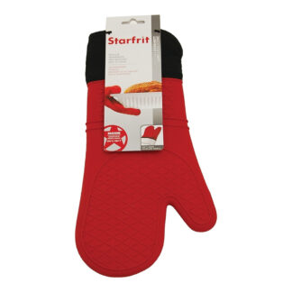 Starfrit 093470006 464° Cotton & Silicone Oven Mitt with Liner - Red