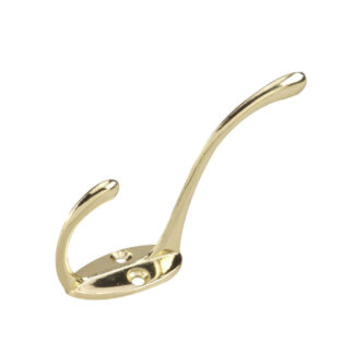 Onward 226BR 5" Light Duty Metal Coat Hook, 2 Pack - Bright Brass