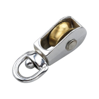 Onward 2304CBC 25lb Metal Single Swivel Pulley - Chrome & Brass
