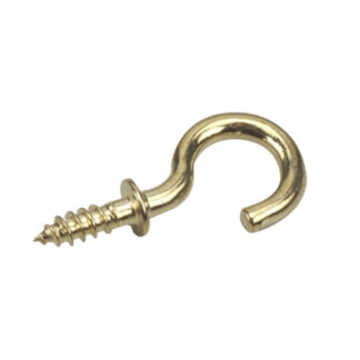 Onward 2780BR 20mm x 2mm Metal Wide Base Cup Hook, 6 Pack - Brass
