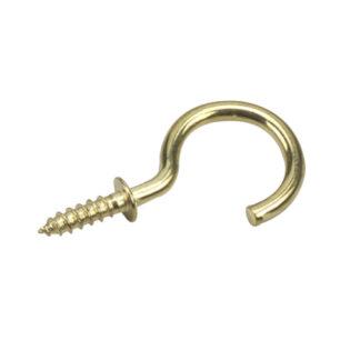 Onward 2783BR 33mm x 2.5mm Metal Wide Base Cup Hook, 5 Pack - Brass