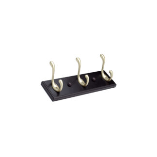 Richelieu T36751184 255mm x 76mm 367 Utility 3 Double Hook Rack - Matte Nickel & Espresso