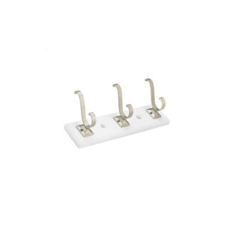 Richelieu T39201184 300mm x 76mm 392 Transitional 3 Double Hook Rack - Matte Nickel & White