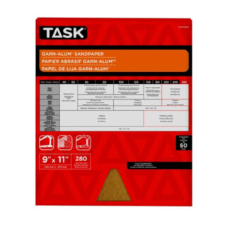 Task GAO14280 11" x 9" 280 Grit Very Fine Garn-Alum Sandpaper, 50 Pack
