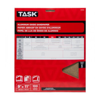 Task PA15100 11" x 9" 100 Grit Fine Premium Sandpaper, 5 Pack