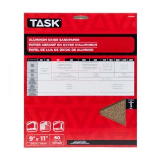 Task PA15060 11" x 9" 60 Grit Medium Premium Sandpaper, 3 Pack