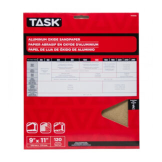 Task PA15120 11" x 9" 120 Grit Fine Premium Sandpaper, 5 Pack