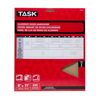 Task PA15220 11 x 9" 220 Grit Very Fine Premium Sandpaper, 5 Pack