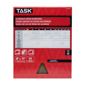 Task PAO15050 11" x 9" 50 Grit Coarse Premium Sandpaper, 50 Pack